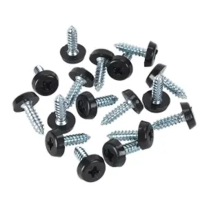 Sealey Number Plate Screw Plastic Enclosed Head 4.8 x 18mm Black Pack Of 50