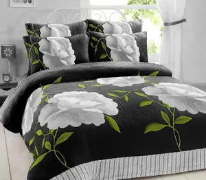 New Printed Rosaleen Flower Teddy Fleece Duvet Cover Set Cosy Warm Soft Bed Set