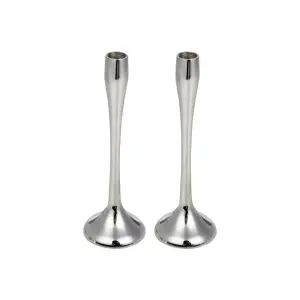 URBNLIVING 26cm Tall 2 Pcs Silver Metal Candle Holder Decorative Candlesticks Set