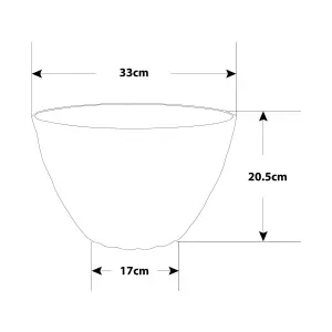 33cm Pot Diamond Planter Terracotta With White Brush Round Plastic Flower Garden