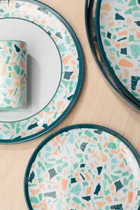 Interiors by Premier Assorted Terrazzo Dinner Plate, Durably Constructed Round Plate, Versatile Patterned Plate, Food Plate