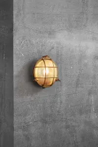 Nordlux Polperro Outdoor Patio Terrace Garden Wall Light In Brass (Height) 9.3cm