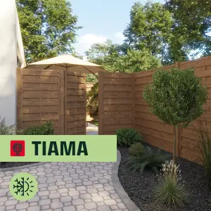 Klikstrom Tiama Contemporary Pressure treated 6ft Brown Wooden Fence panel (W)1.8m (H)1.8m