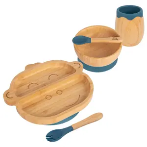 5pc Bamboo Monkey Baby Weaning Set - Navy Blue