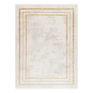 Modern carpet DUKE 51523 cream / gold - Frame, structured, very soft,  180x270 cm