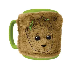 Guardians Of The Galaxy Face Groot Fuzzy Mug Green/Brown (One Size)