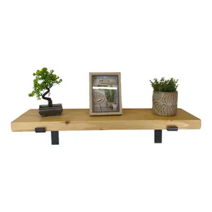 Reclaimed Wooden Shelf with Bracket Bent Down 7" 170mm - Colour Light Oak - Length 110cm