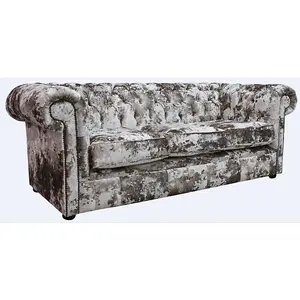 Chesterfield Handmade 3 Seater Sofa Settee Lustro Charm Velvet Fabric In Classic Style