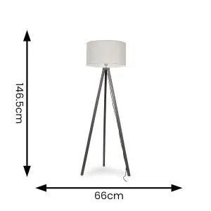 ValueLights Barbro Modern Grey Wood Tripod Floor Lamp Base