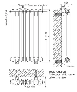 Warmhaus 2 Column 900mm(h) x 380mm(w)