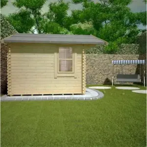 12ft x 16ft (3.55m x 4.75m) Rosco 44mm Wooden Log Cabin (19mm Tongue and Groove Floor and Roof) (12 x 16) (12x16)