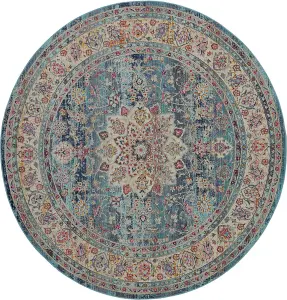 Blue Luxurious Traditional Persian Easy to Clean Floral Rug For Dining Room-71cm X 230cm