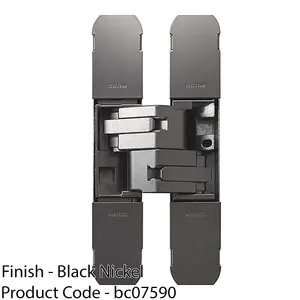 3D Flush Faced Concealed Cabinet Hinge 180 Degree Opening Wardrobe BLACK NICKEL