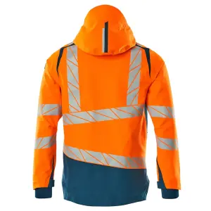 Mascot Accelerate Safe Lightweight Lined Outer Shell Jacket (Hi-Vis Orange/Dark Petroleum)  (Small)