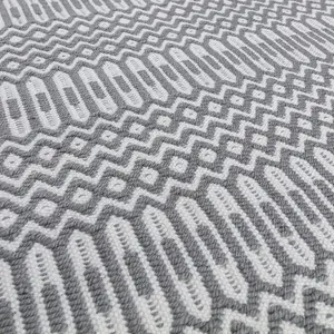 Grey Outdoor Rug, Geometric Stain-Resistant Rug For Patio Decks Garden Balcony, 2mm Modern Outdoor Rug-120cm X 170cm