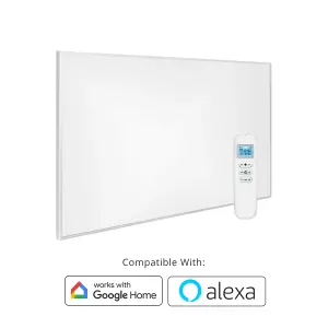 Mirrorstone 900W Nexus Wi-Fi Infrared Heating Panel With White Frame For Wall Installation