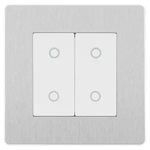 BG Evolve Brushed Steel 200W Double Touch Dimmer Switch 2-Way Master