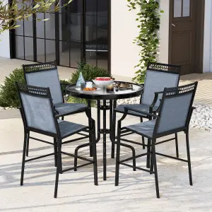 Costway Set of 2 Outdoor Patio Chairs Home Fabric Bar Stools w/ Footrest