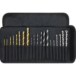 20 Piece Assorted Drill Bit Set - 1/4" Hex Shank - Wood Masonry & Coated Bits