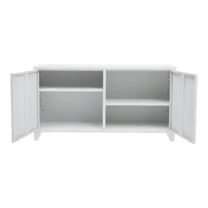 White 2 Doors Adjustable Shelves Metal File Cabinet Tv Stand Side Cabinet for Home and Office 119cm