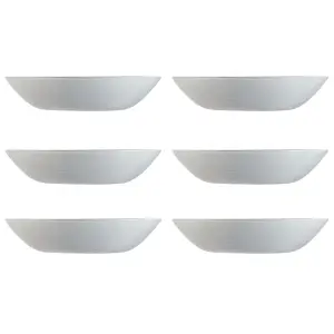 URBNLIVING 4cm Height Grey Glass Translucent Soup Bowl Set of 6