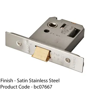 76mm Reversible Flat Latch - Satin Stainless Steel - Radius Forend Internal Door