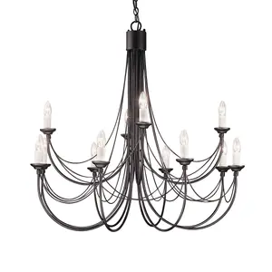 Elstead Carisbrooke 12 Light Candle Chandelier Black