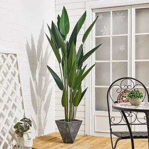 Artificial Plant Indoor Outdoor Plant House Plant Fake Strelitzia Tree in Black Pot 180 cm