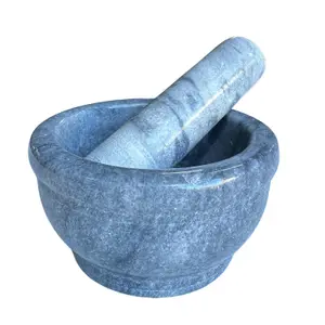 MantraRaj Marble Pestle and Mortar Set Spice Grinder Perfect for Crushing and Grinding Herbs And Spices(White, 14cm)