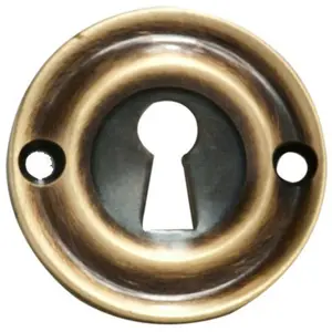 42mm Standard Keyhole Profile Escutcheon Rounded Ridge Polished Brass