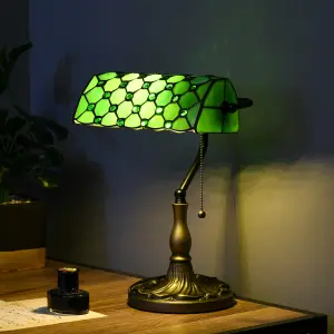 HOMCOM Stained Glass Table Lamp, for Bedroom Bedside, Bulb not Included