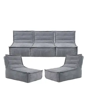 icon Otto Charcoal Grey Corduroy Lounger Set of 5 Bean Bag Chair