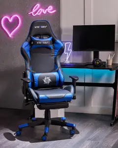 Gaming Chair Faux Leather Blue VICTORY