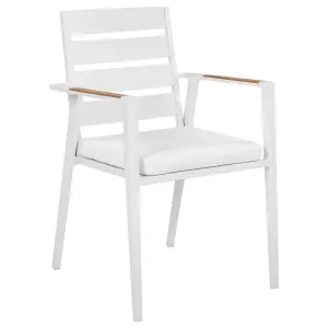 Set of 4 Garden Chairs with Cushions TAVIANO Metal White