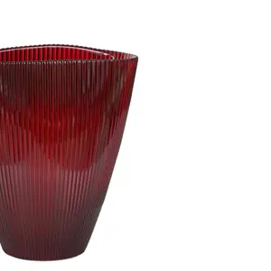 Burgundy Ribbed Vase H24.5Cm W21.5Cm