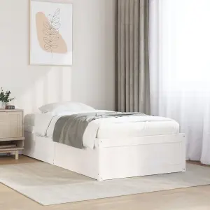 Berkfield Bed Frame without Mattress White 75x190 cm Small Single Solid Wood Pine