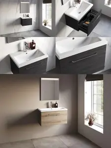 Aquarius Vault 600MM Single DrawerVanity Unit and 1TH Basin Steelwood