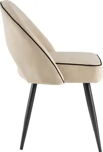 Oakley Set Of 2 Champagne Velvet Dining Chairs, Beige Upholstered Fabric With Contrast Piping - Dining Room Chairs - Dining Table Chairs - Daals -