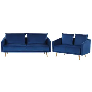 Velvet Sofa Set Navy Blue MAURA