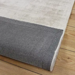 White Handmade , Luxurious , Modern , Plain Easy to Clean Viscose Rug for Living Room, Bedroom - 120cm X 170cm