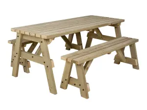 Victoria Space Saving Picnic Table Benches Set (6ft, Natural finish)