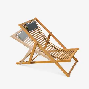 sweeek. Pair of slatted wooden deck chairs Bilbao Natural 102x56x86 cm