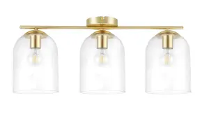 GoodHome Brushed Glass & metal Brass effect 3 Lamp Ceiling light