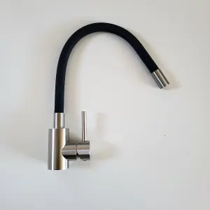 Quadron Maggie Stretch kitchen tap, Matte Black/Brushed Steel