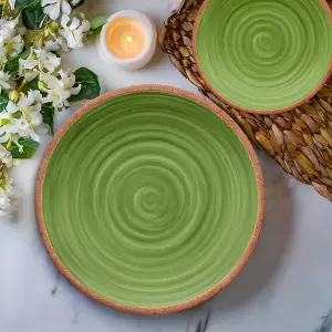 Purely Home Rustic Swirl Green Melamine 24 Piece Outdoor Dinnerware Set of 8