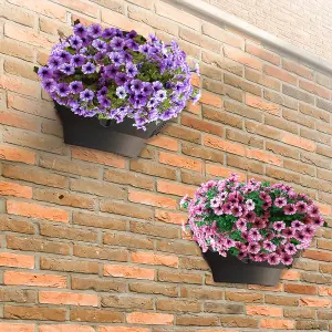 DIVCHI 18" Wall Hanging Baskets Wall-Mounted Flower Planters Basket For Garden Fence Balcony (Set Of 2)