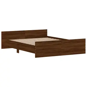 Berkfield Bed Frame with Headboard and Footboard Brown Oak 160x200 cm