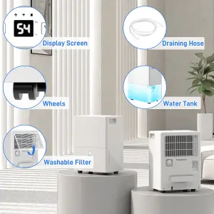 HOMCOM 30L Dehumidifier with Filter, Auto Defrost, for Home Laundry Drying