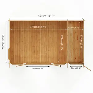 Mercia 17ft x 10ft Pent Log Cabin With Side Shed (19mm)