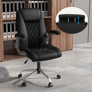 COSTWAY Swivel PU Leather Office Chair with Adjustable Height